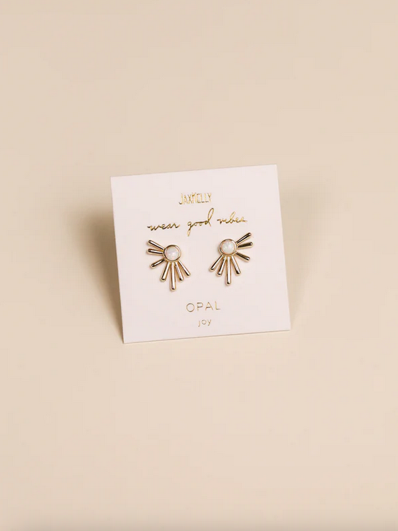 JaxKelly JaxKelly White Opal Sun Ray Earrings