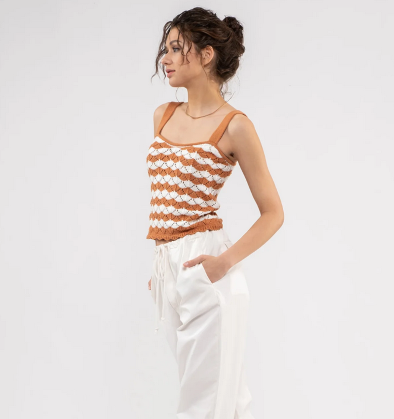 Blu Pepper Scallop Knit Tank