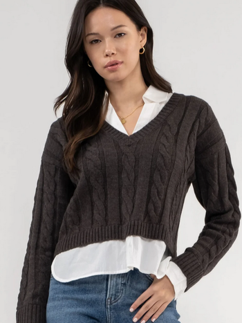 Blu Pepper Layered Cable Knit Top