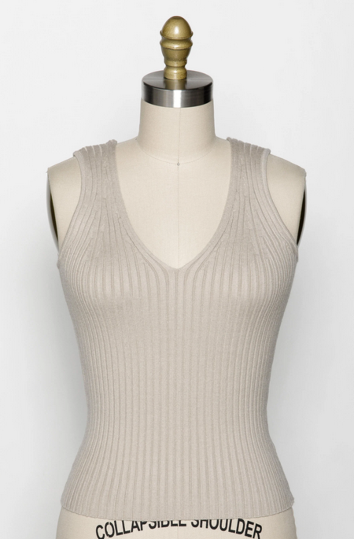 Final Touch Rib Knit V Tank