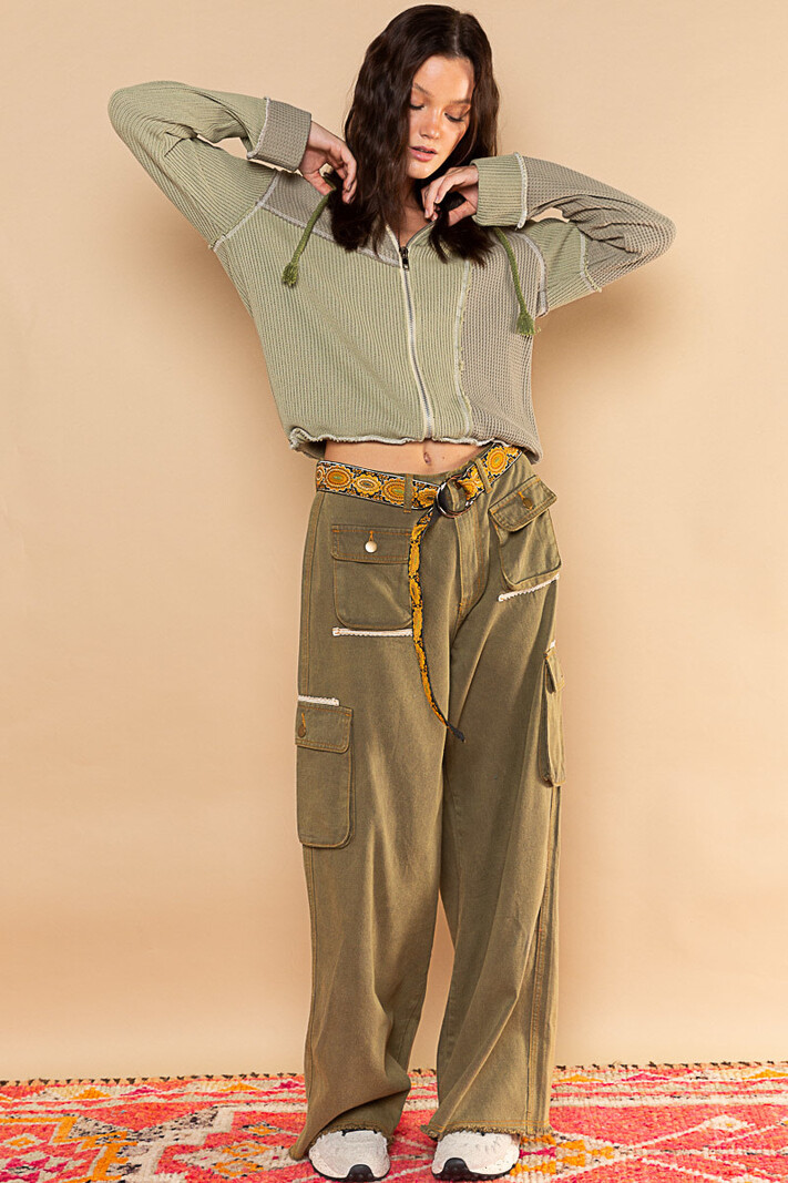High-Waisted Thermal-Knit Jogger Lounge Pants