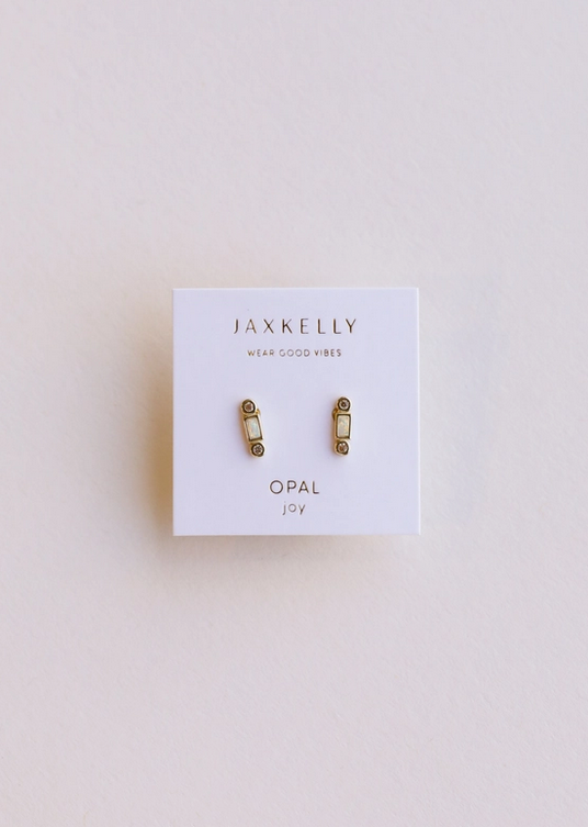 JaxKelly JaxKelly White Bar Opal Earrings