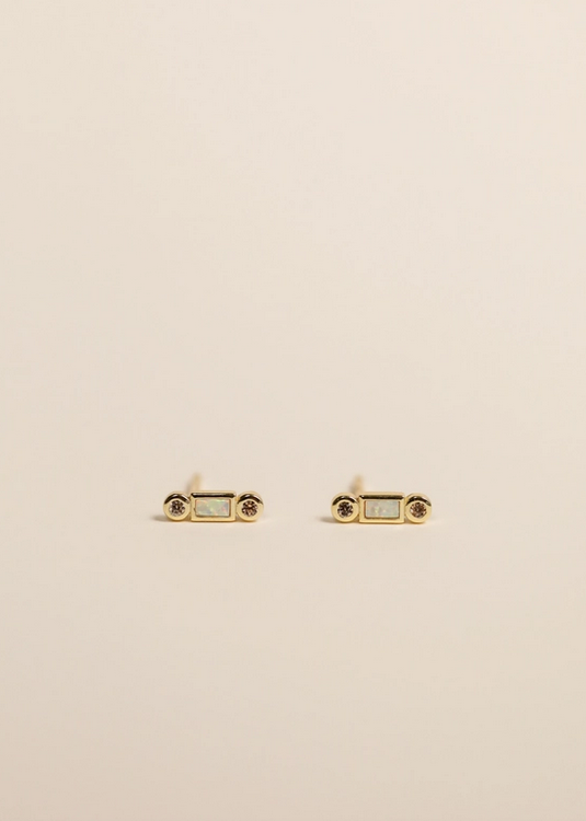 JaxKelly JaxKelly White Bar Opal Earrings
