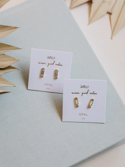 JaxKelly JaxKelly White Bar Opal Earrings