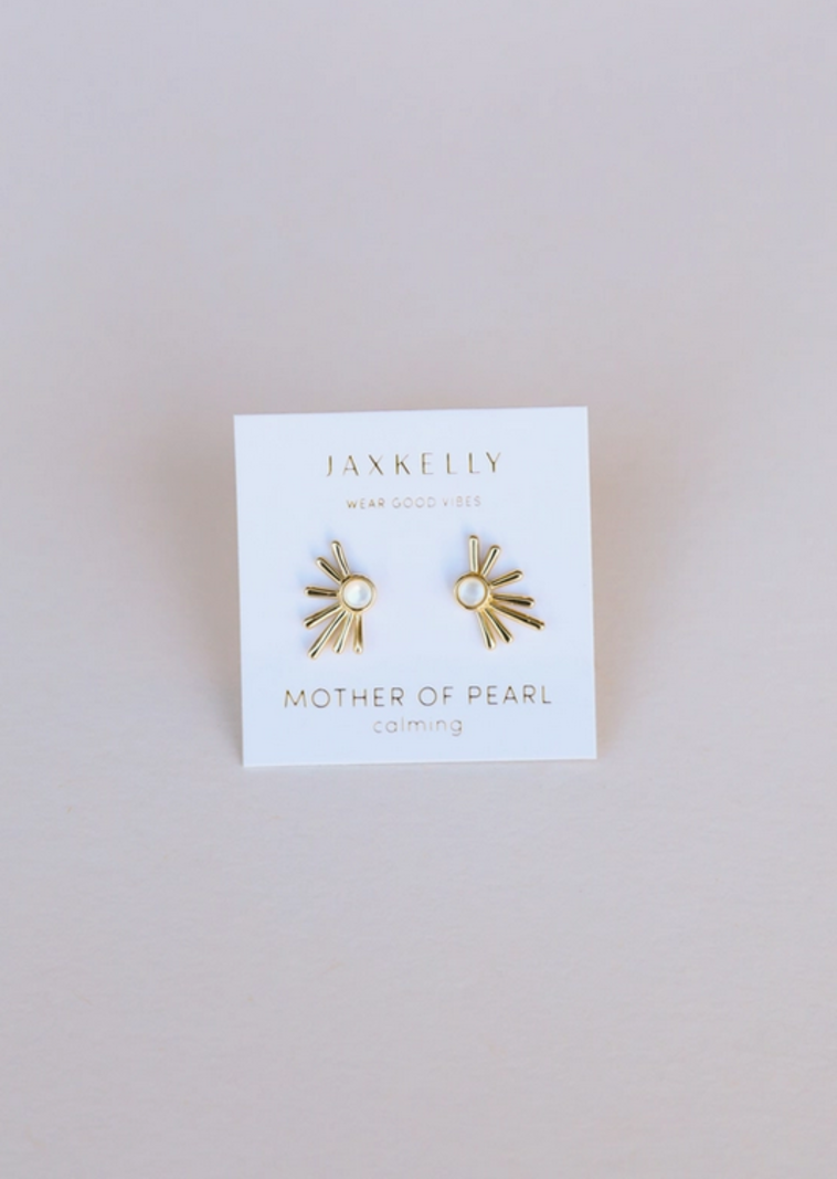 JaxKelly Mother of Pearl Sun Ray Earrings