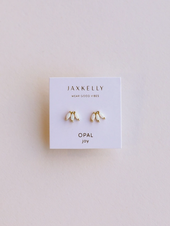 JaxKelly White Opal Offset Trio Earrings