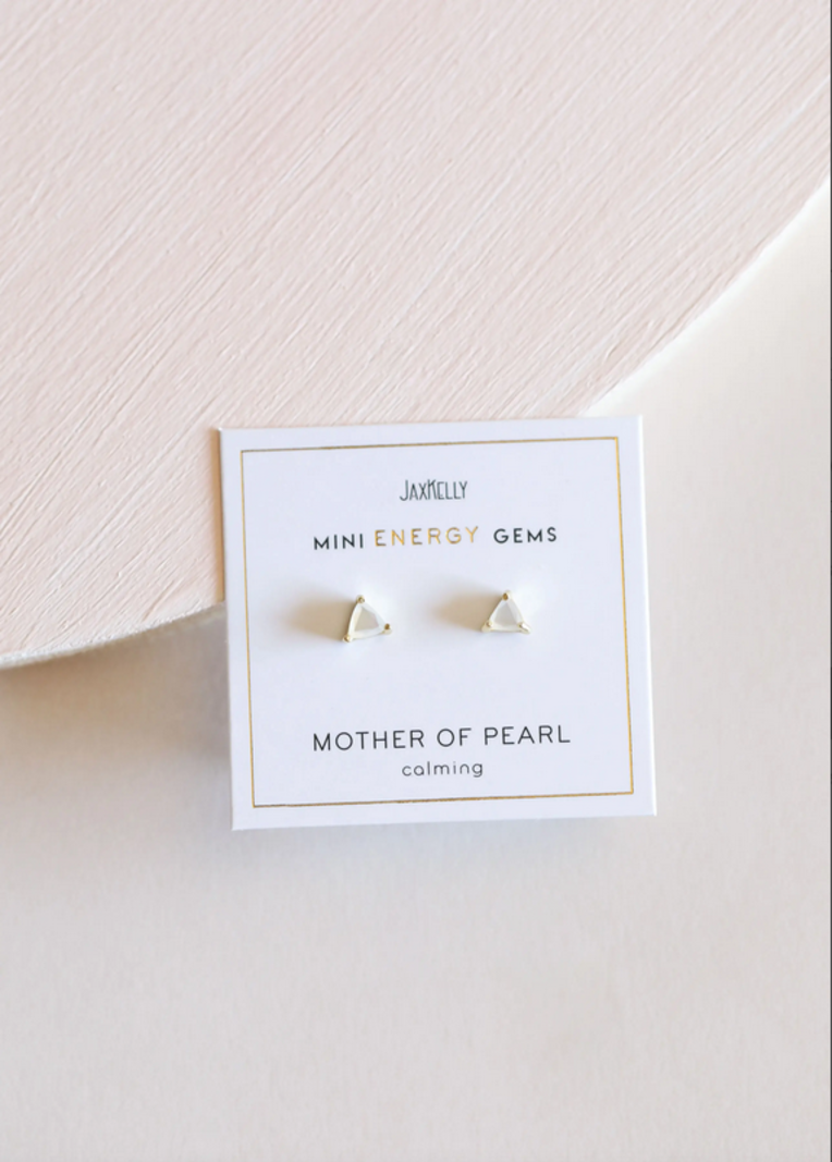 JaxKelly Mother Of Pearl Mini Energy Gem Earrings