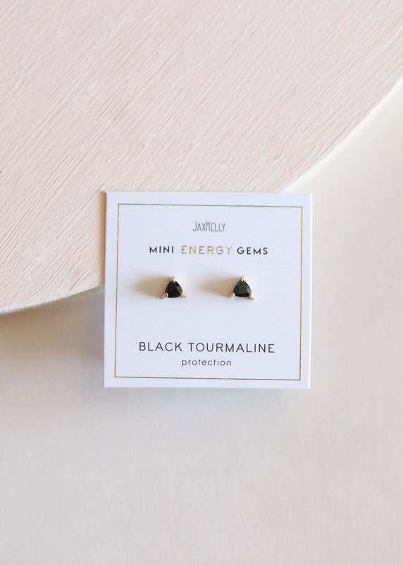 JaxKelly JaxKelly Black Tourmaline Mini Energy Gem Earrings