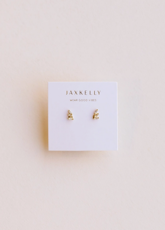 JaxKelly JaxKelly White CZ Offset Trio Earrings