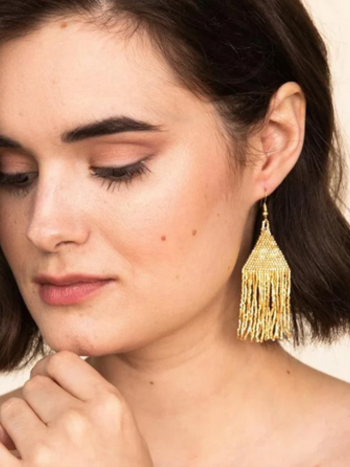 Ink + Alloy Lexie Solid Beaded Fringe Earrings Gold