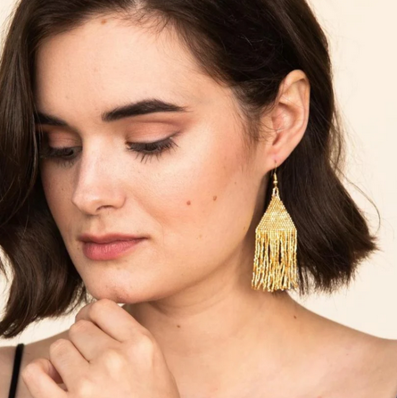 Ink + Alloy Ink + Alloy Lexie Solid Beaded Fringe Earrings Gold