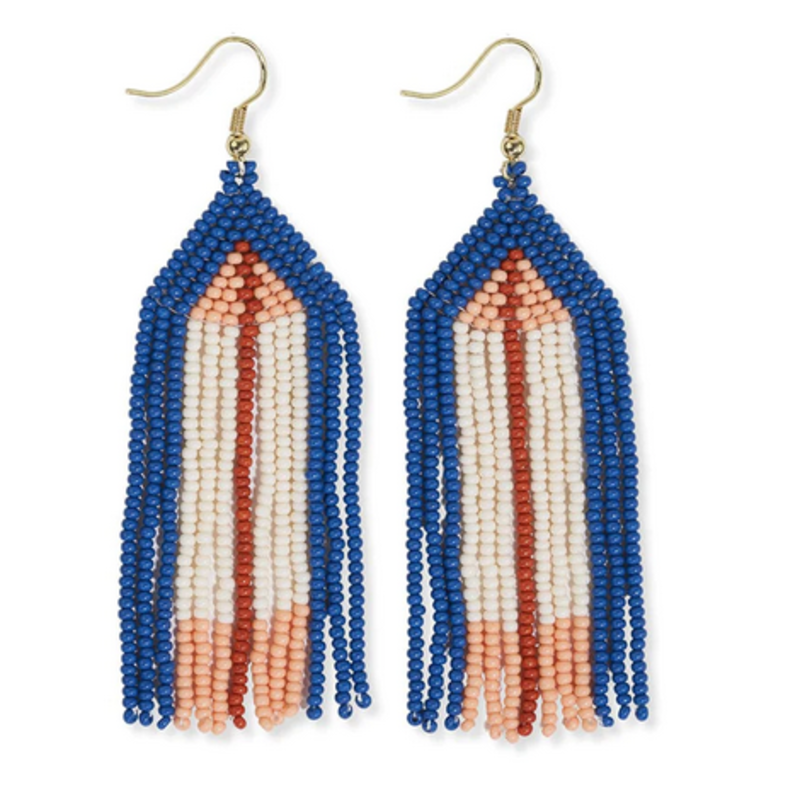 Ink + Alloy Ink + Alloy Dolly Thick Outline Beaded Fringe Earrings Sedona