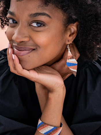 Ink + Alloy Frida Layered Angles Beaded Earrings Sedona
