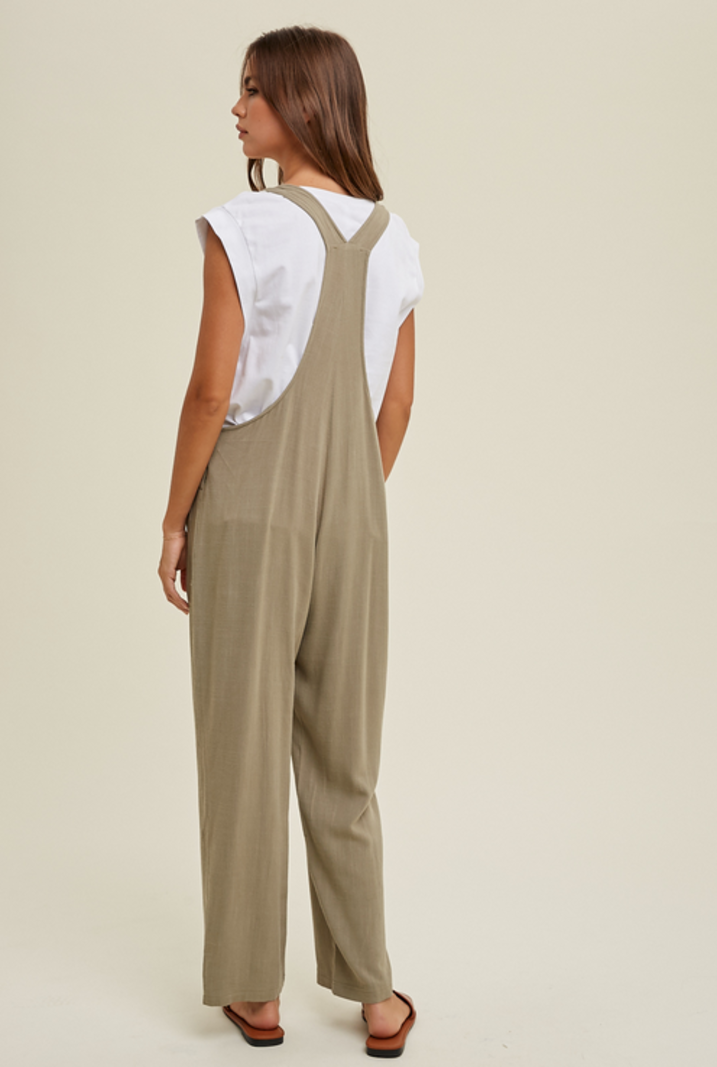 Wishlist Knotted Linen Overalls