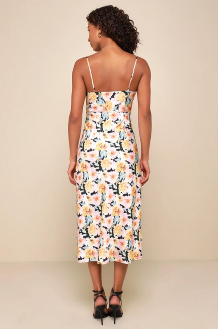 Lulus Silky Peony Slip Dress