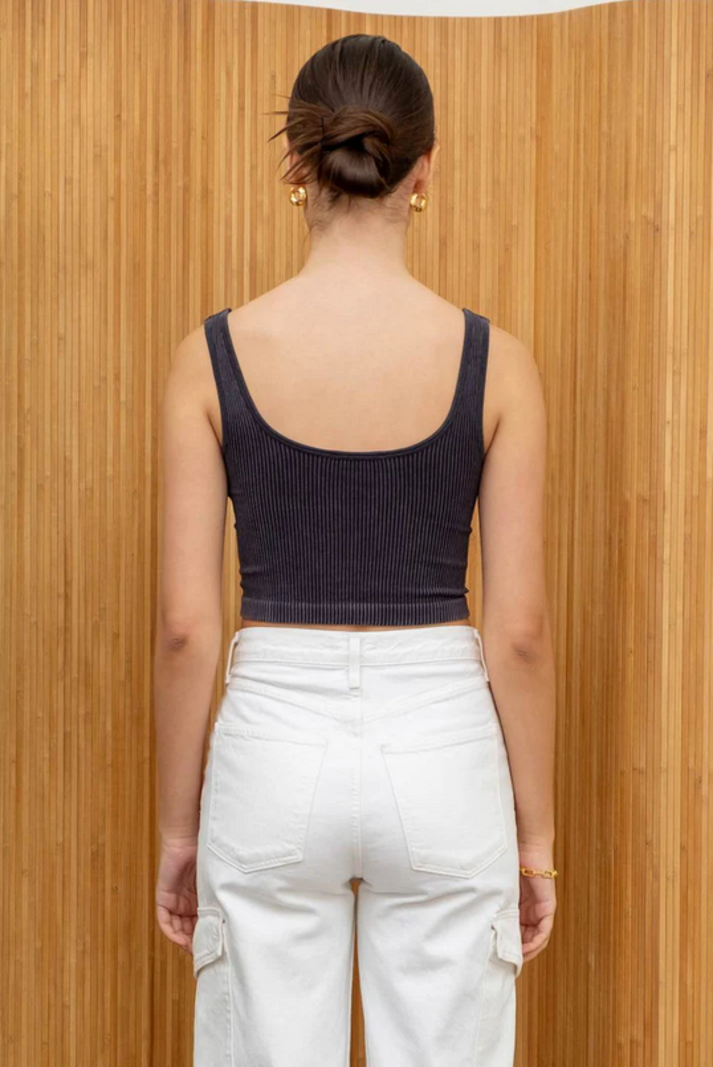 Blu Pepper Ribbed V-Neck Crop Tank