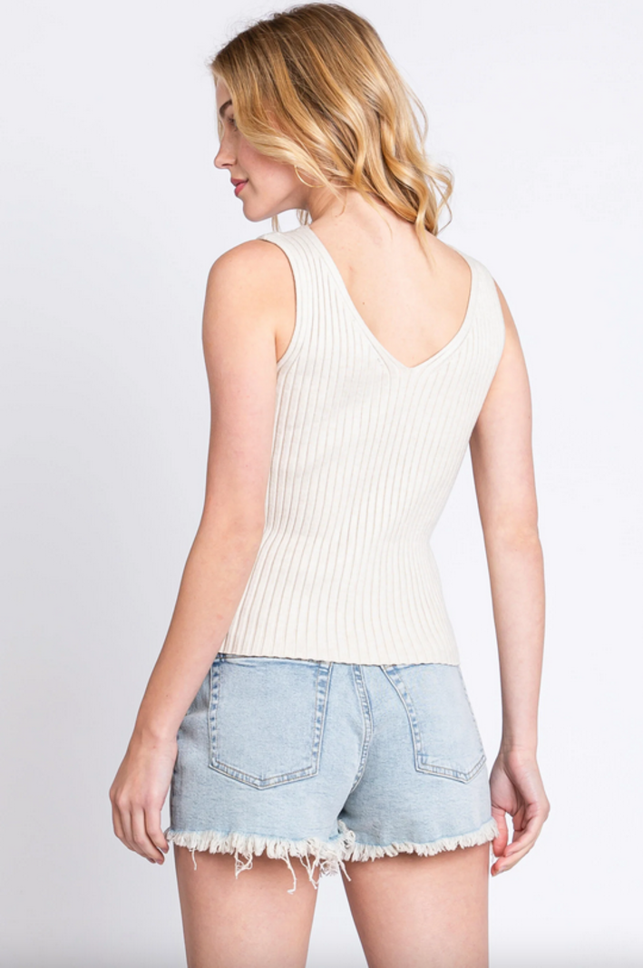 Final Touch Rib Knit V Tank