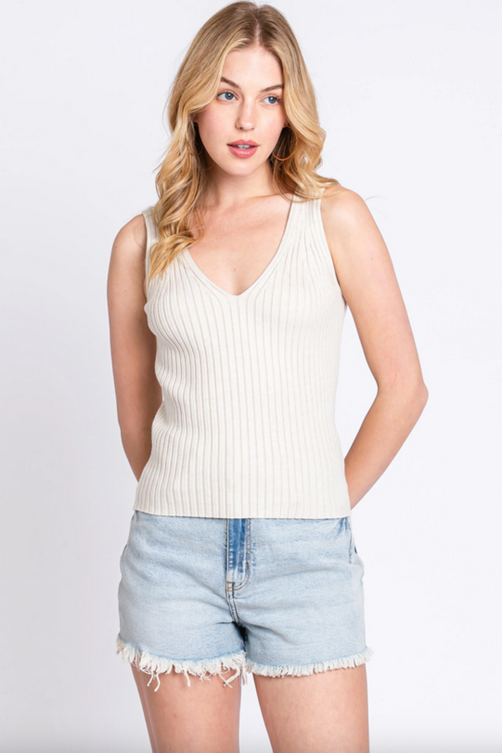 Final Touch Rib Knit V Tank