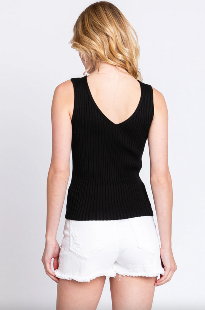 Final Touch Rib Knit V Tank