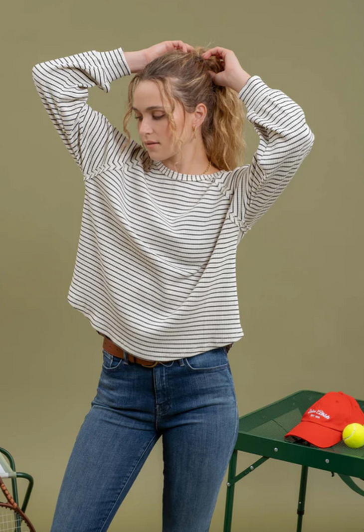 Blu Pepper Striped Raglan Top