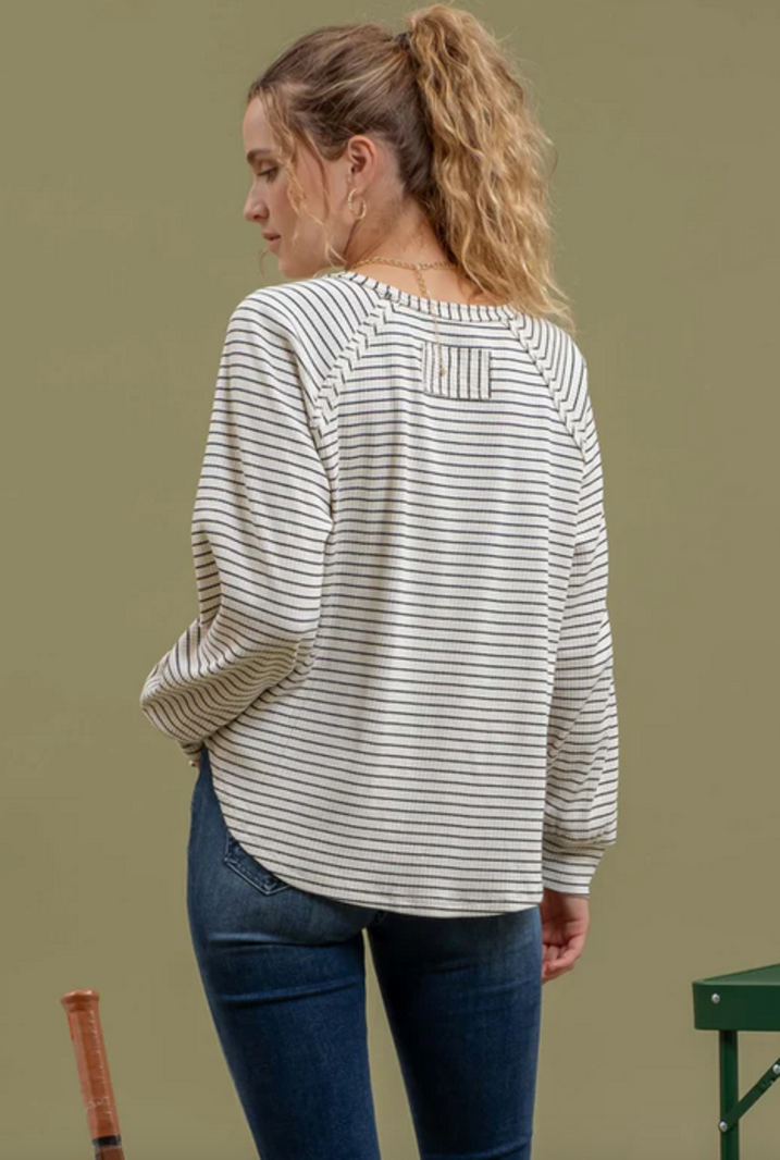 Blu Pepper Striped Raglan Top