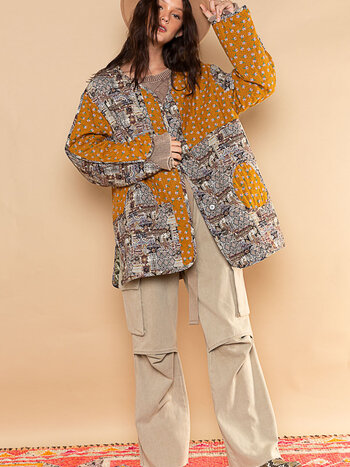 POL Clothing Quilted Patchwork Jacket
