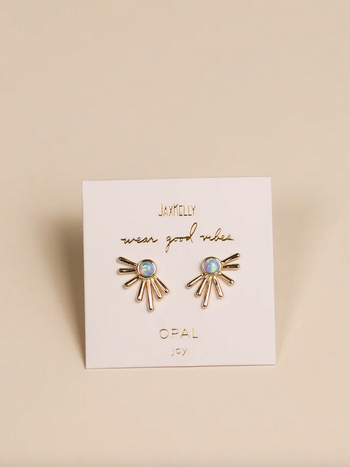 JaxKelly Sun Ray Earrings Fire Opal