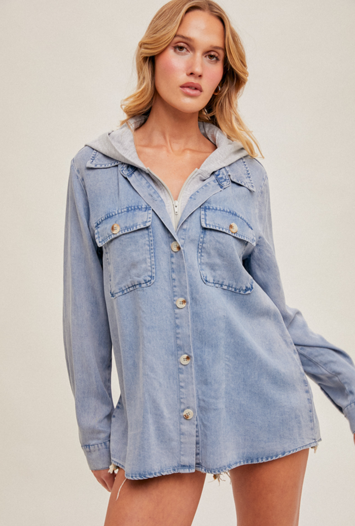 Hem & Thread Hooded Chambray Shirt
