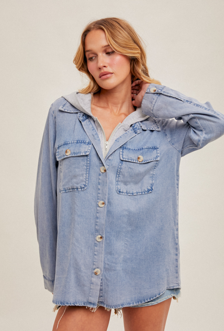 Hem & Thread Hooded Chambray Shirt