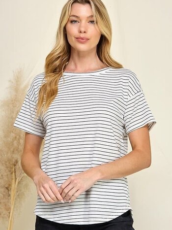 Chris & Carol Striped Round Neck Tee
