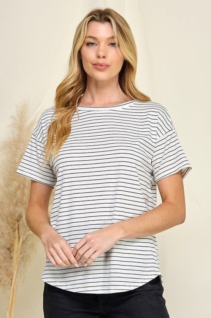 Chris & Carol Striped Round Neck Tee
