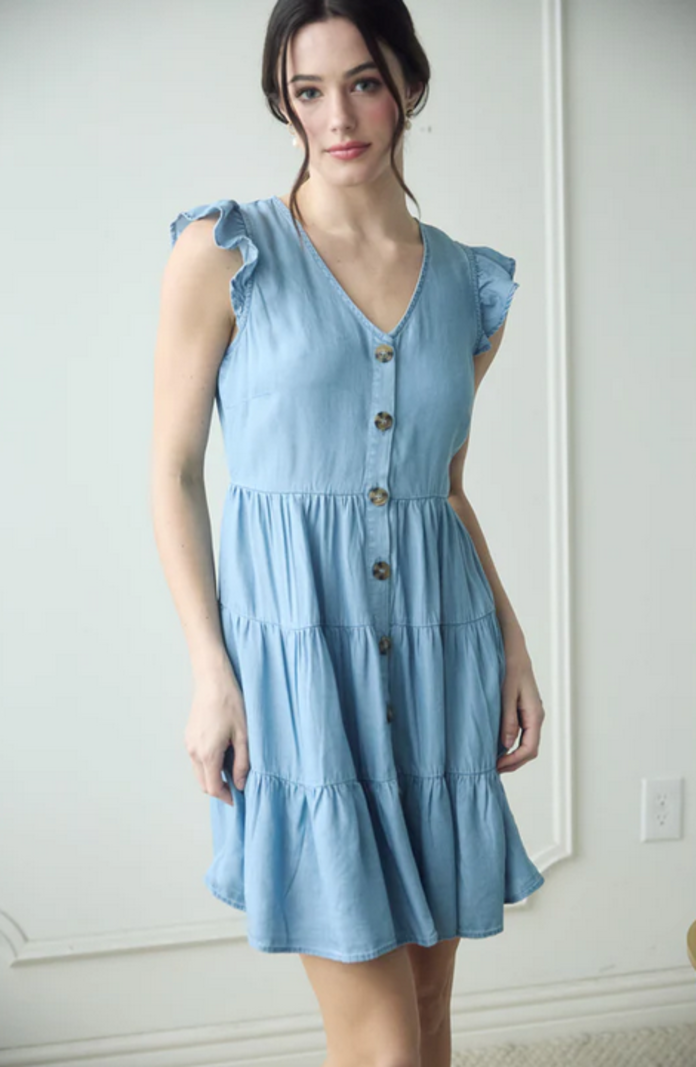 Blu Pepper Ruffles + Buttons Dress