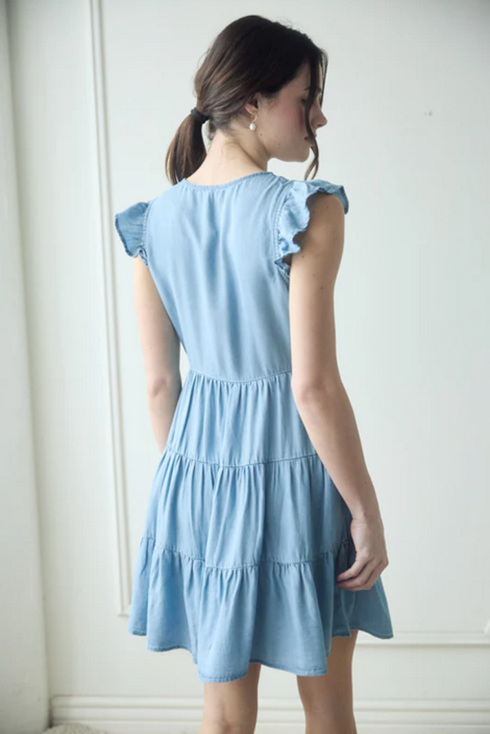 Blu Pepper Ruffles + Buttons Dress