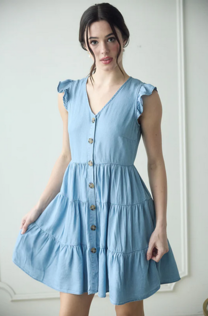 Blu Pepper Ruffles + Buttons Dress