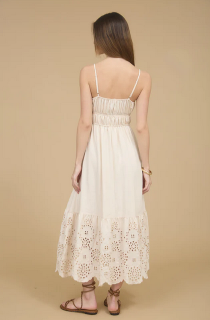 Blu Pepper Eyelet Hem Midi Dress