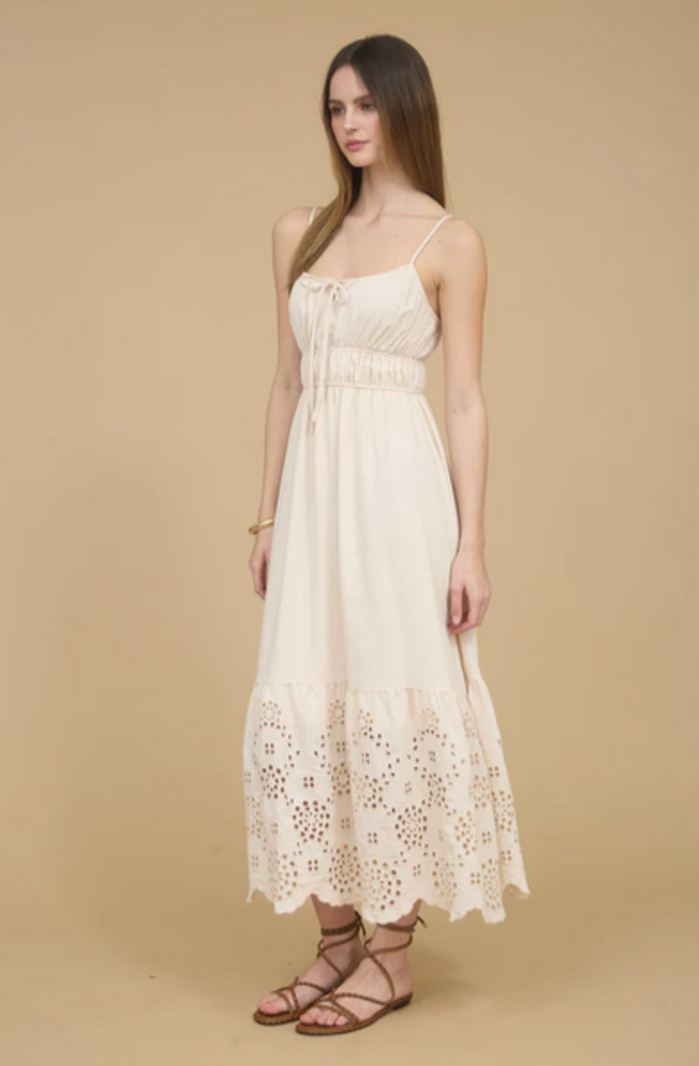 Blu Pepper Eyelet Hem Midi Dress
