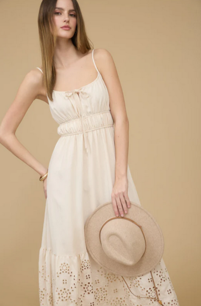 Blu Pepper Eyelet Hem Midi Dress