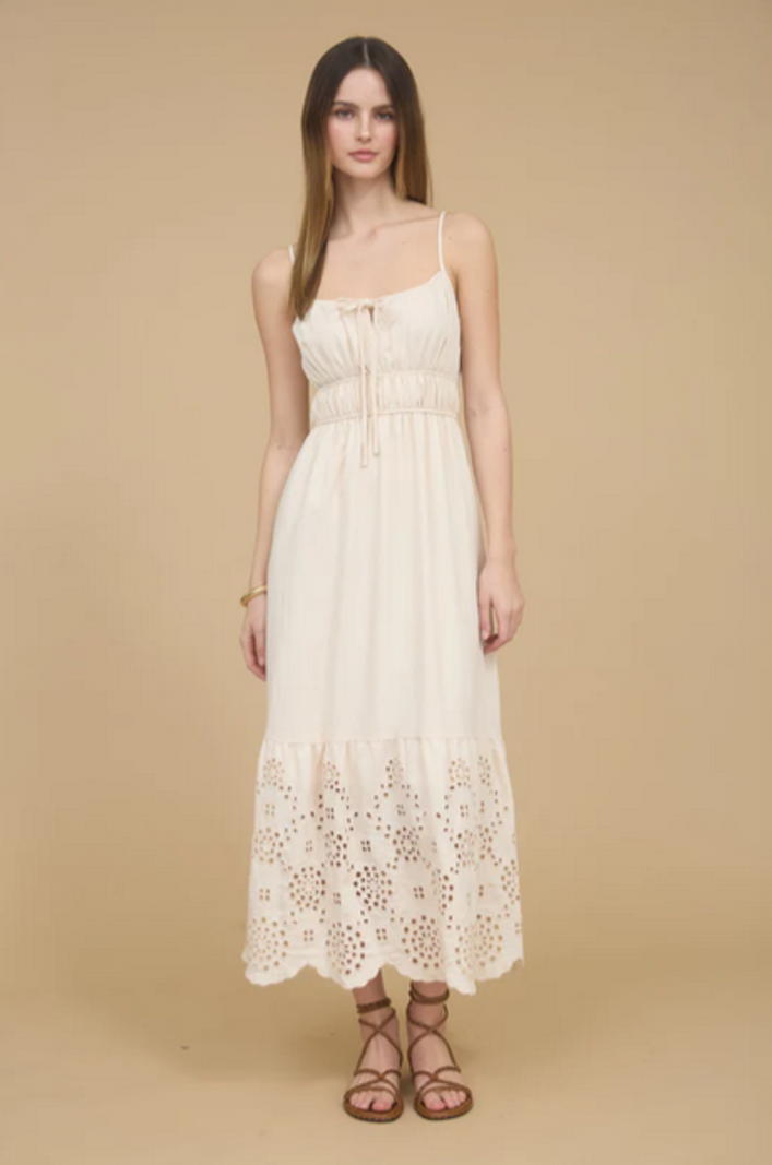 Blu Pepper Eyelet Hem Midi Dress