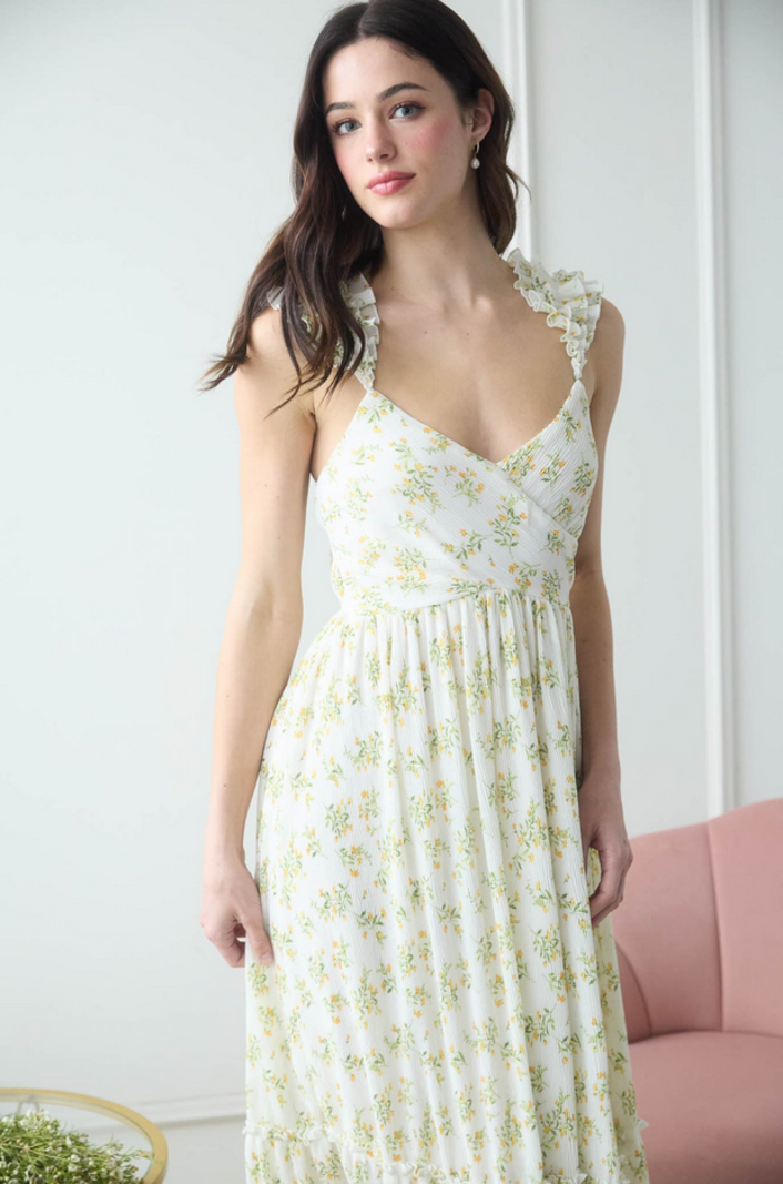 Blu Pepper Ruffle Sleeve Floral Dress