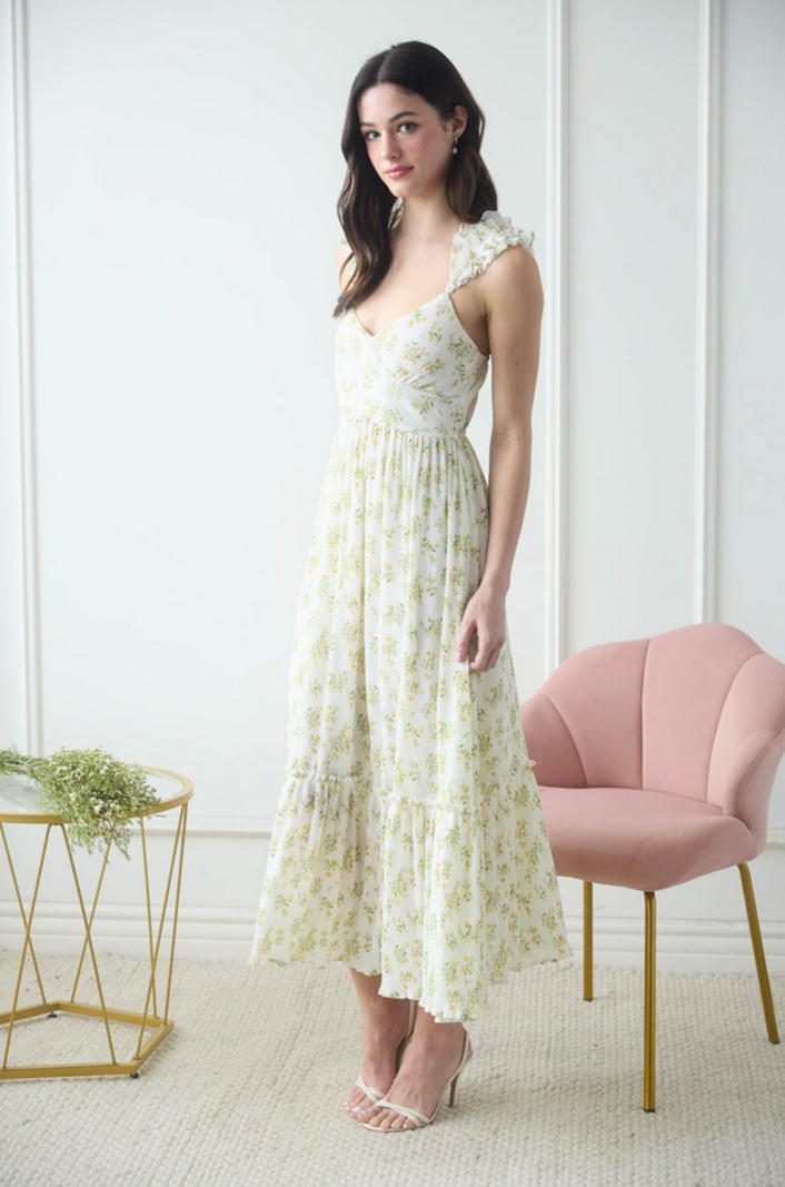 Blu Pepper Ruffle Sleeve Floral Dress