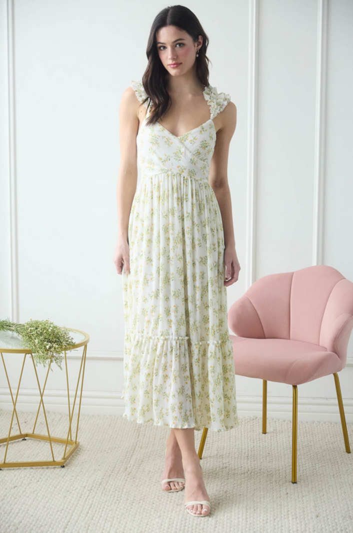 Blu Pepper Ruffle Sleeve Floral Dress