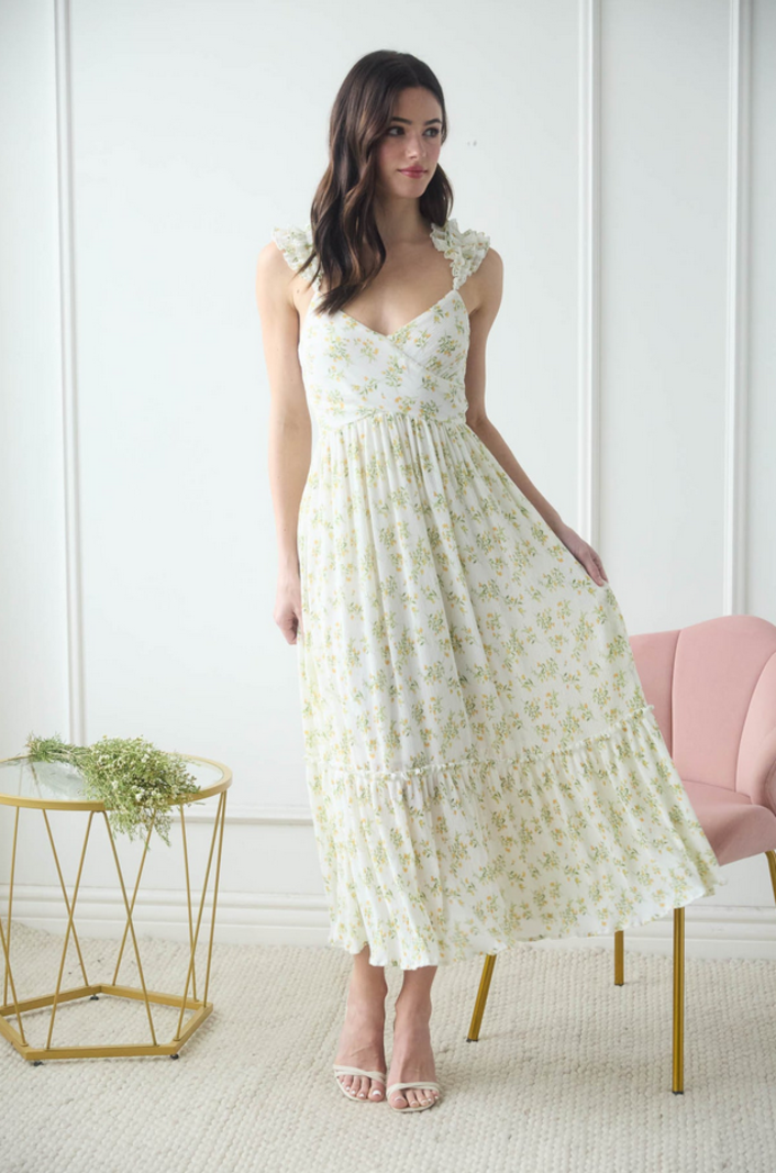 Blu Pepper Ruffle Sleeve Floral Dress
