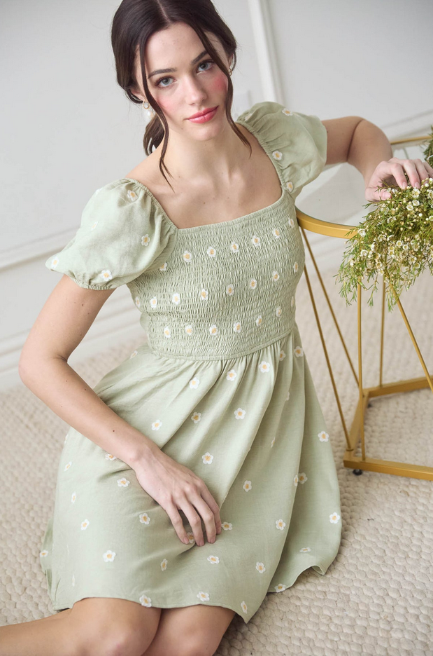 Blu Pepper Embroidered Daisy Dress
