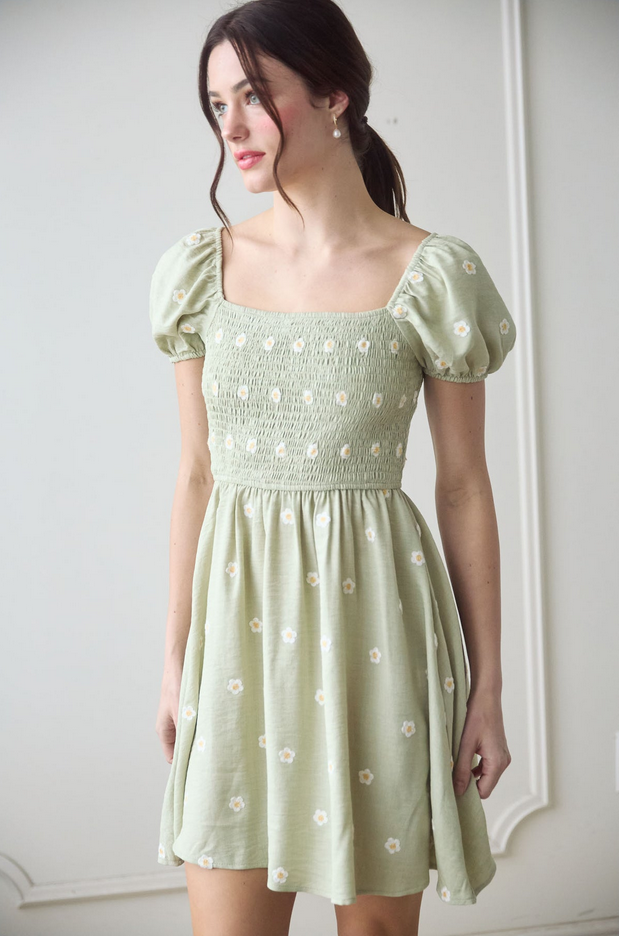 Blu Pepper Embroidered Daisy Dress
