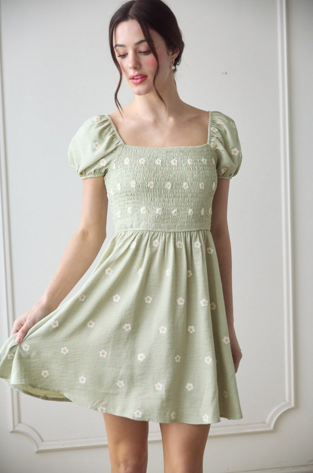 Blu Pepper Embroidered Daisy Dress