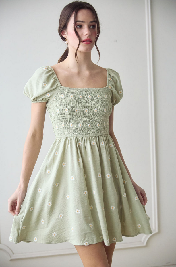 Blu Pepper Embroidered Daisy Dress