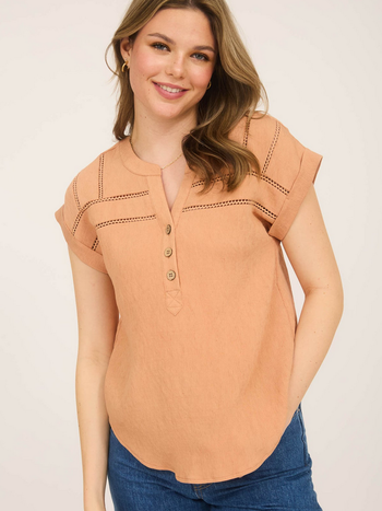 Blu Pepper Crochet Trim Button Up