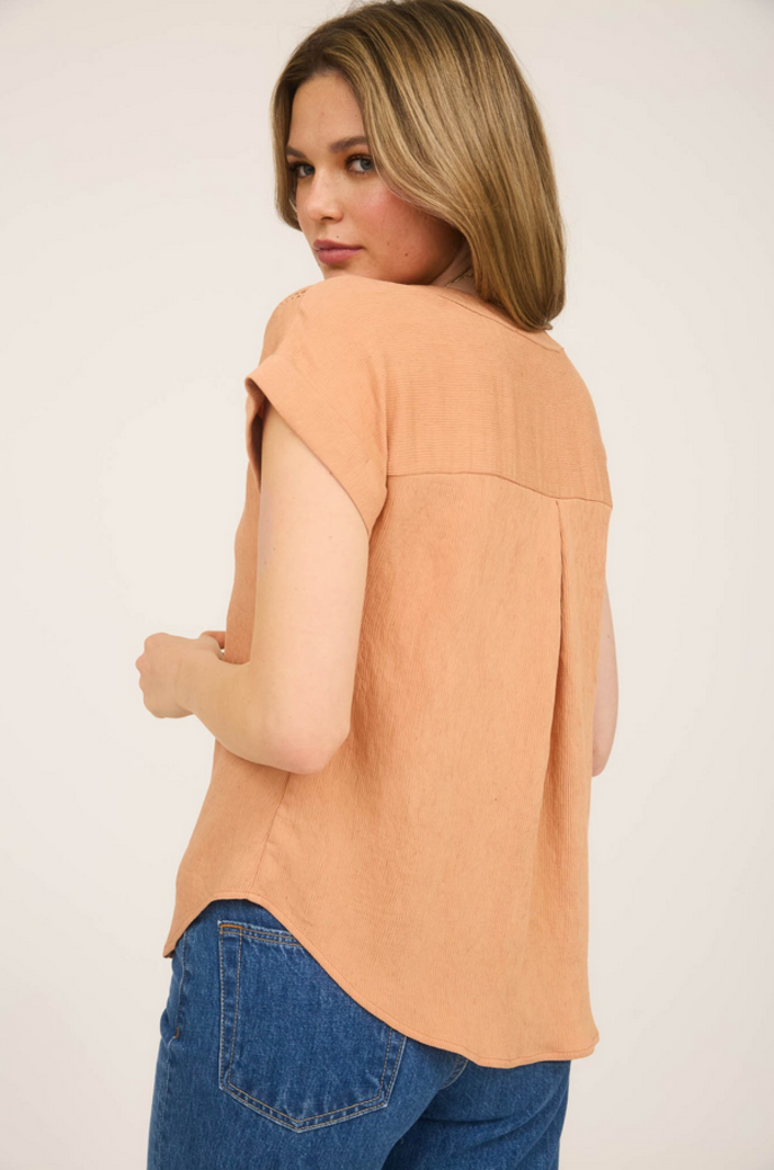 Blu Pepper Crochet Trim Button Up