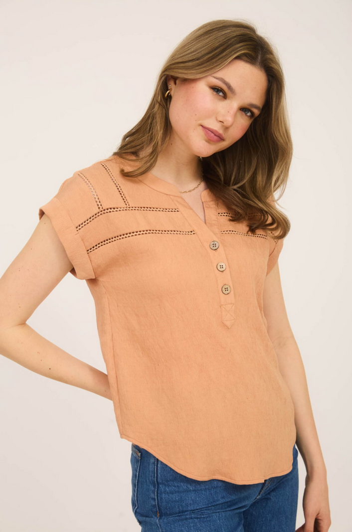 Blu Pepper Crochet Trim Button Up