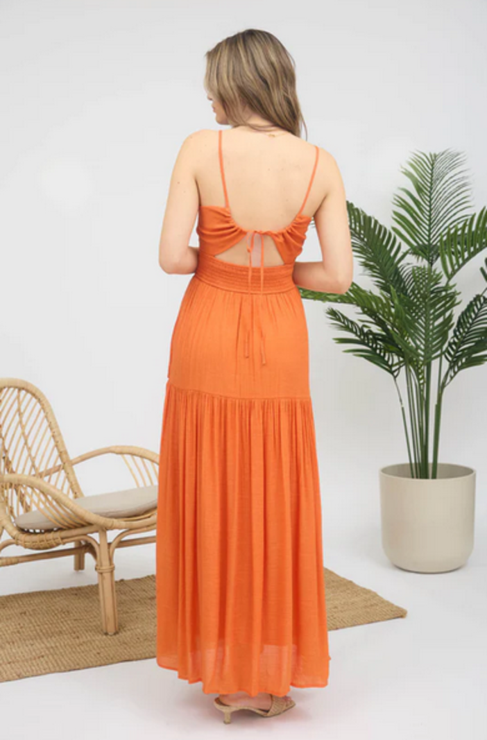 Blu Pepper Ruched Cut Out Maxi Dress